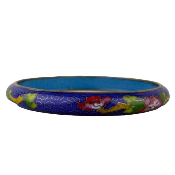 Vintage Blue and Gold Cloisonne Enamel Bangle - Picture 3 of 3